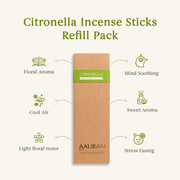 Aauram Citronella Natural Mosquito Repellent Incense Sticks – Refill Pack (80 Sticks)