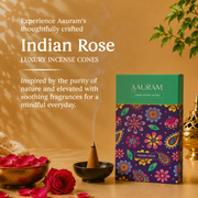 Aauram Indian Rose Harmony Natural Incense Cones