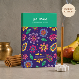 Aauram Indian Rose Natural Bambooless Incense Sticks