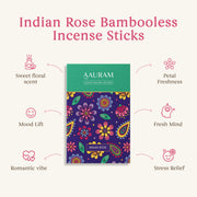 Aauram Indian Rose Natural Bambooless Incense Sticks