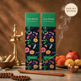 Jasmine + Pandanus Incense Sticks Pack of 2 | 80 Sticks with Free Wooden Holder | 100% Organic