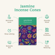 Aauram Sandalwood Bliss & Jasmine Bloom Natural Incense Cones - Pack of 2