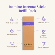 Aauram Jasmine (मोगरा) Natural Agarbatti Incense Sticks – Refill Pack (80 Sticks)