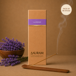 Aauram Lavender (लैवेंडर) Natural Agarbatti Incense Sticks – Refill Pack (80 Sticks)
