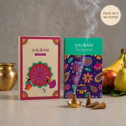 Aauram Calming Lavender & Sacred Lotus Natural Incense Cones - Pack of 2