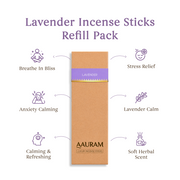 Aauram Lavender (लैवेंडर) Natural Agarbatti Incense Sticks – Refill Pack (80 Sticks)