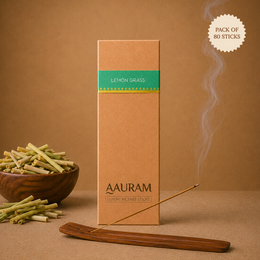 Aauram Lemongrass Natural Agarbatti Incense Sticks – Refill Pack (80 Sticks)