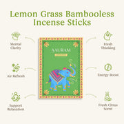 Aauram Fresh Lemongrass Natural Bambooless Incense Sticks