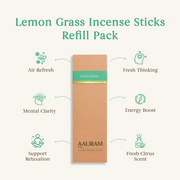Aauram Lemongrass Natural Agarbatti Incense Sticks – Refill Pack (80 Sticks)