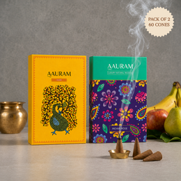 Aauram Royal Oudh & Indian Rose Harmony Natural Incense Cones - Pack of 2