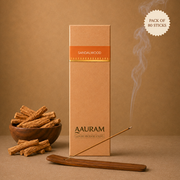 Aauram Sandalwood (चंदन) Natural Agarbatti Incense Sticks – Refill Pack (80 Sticks)
