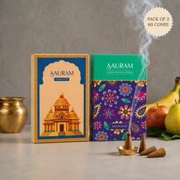 Aauram Sandalwood Bliss & Indian Rose Harmony Natural Incense Cones - Pack of 2