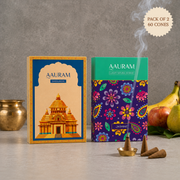 Aauram Sandalwood Bliss & Jasmine Bloom Natural Incense Cones - Pack of 2