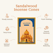 Aauram Sandalwood Bliss Natural Incense Cones