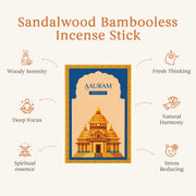 Aauram Sandalwood Bliss Natural Bambooless Incense Sticks