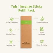 Aauram Tulsi (तुलसी) Natural Agarbatti Incense Sticks – Refill Pack (80 Sticks)