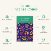 Aauram Calming Lavender & Sacred Lotus Natural Incense Cones - Pack of 2