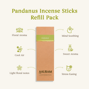 Aauram Pandanus (केवड़ा) Natural Agarbatti Incense Sticks – Refill Pack (80 Sticks)